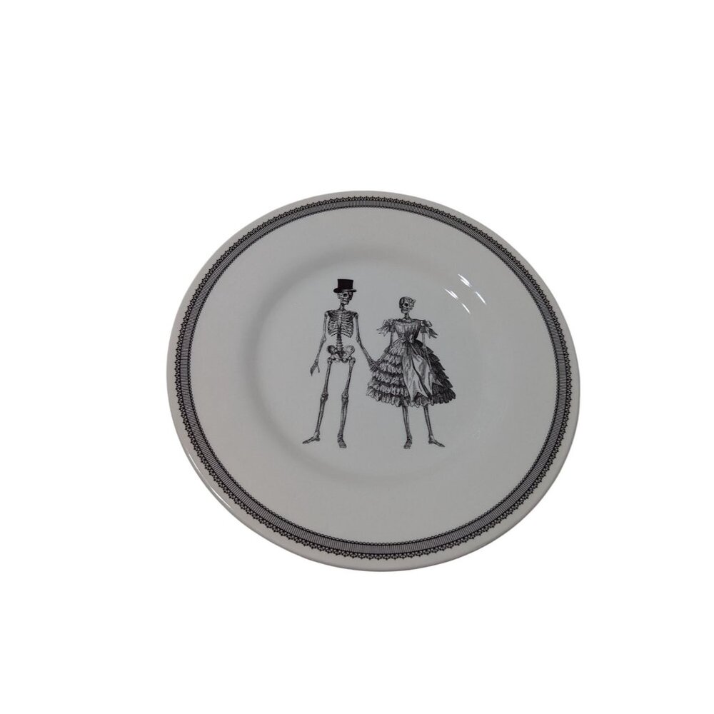 Skeleton Couple Plate Wedding Design Royal Stafford Ceramic 10" Microwave & Dish